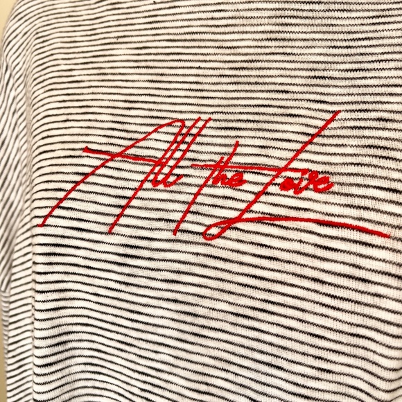 Topshop | “All The Love” Embroidered Striped VSCO Retro Vibes Long Sleeve Shirt - Picture 6 of 11
